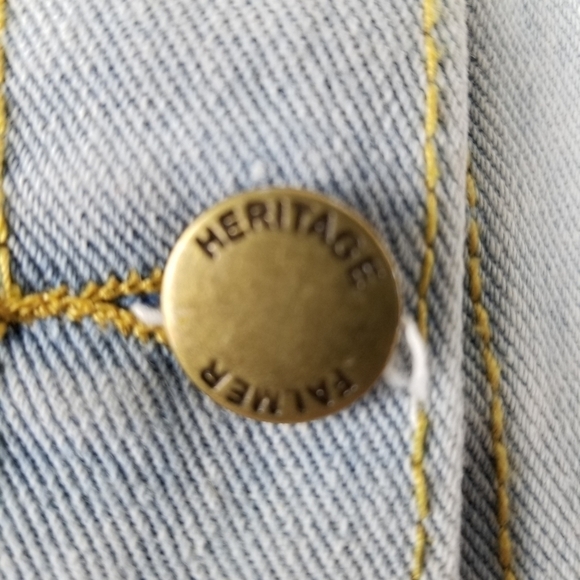 Heritage Denim Mini Skirt Button Front Cotton Blend Pockets Light Wash A Line M - Picture 2 of 6